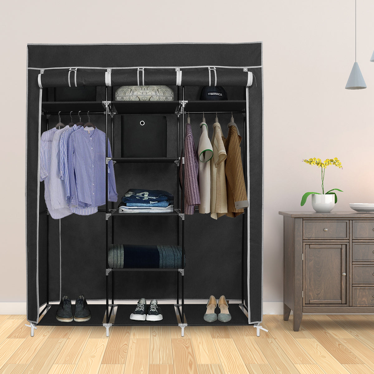 Meerveil Armoire pliable en tissu non tissé, structure de cadre