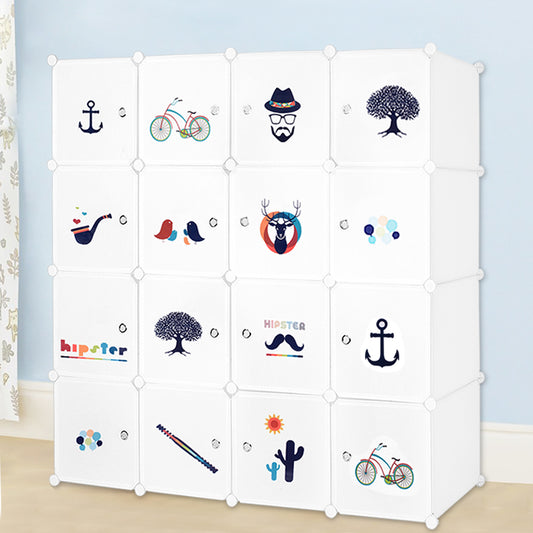 Bedroom PP Storage Wardrobe, 20 Cubes, Creative Stickers Offered