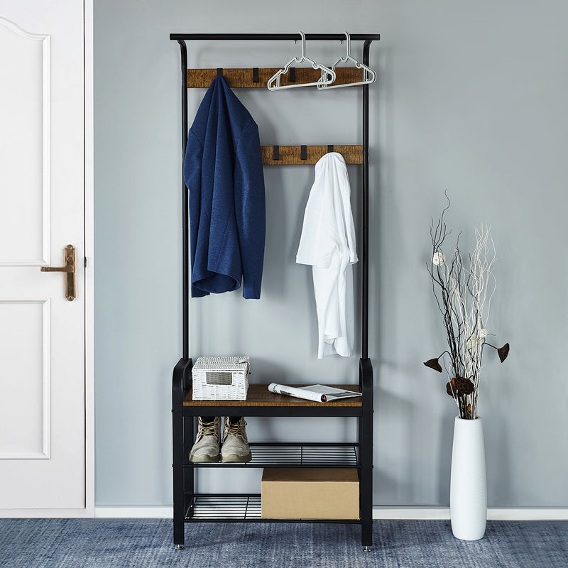 Coat Rack, with Shoe Storage Bench and Anti-tip Straps