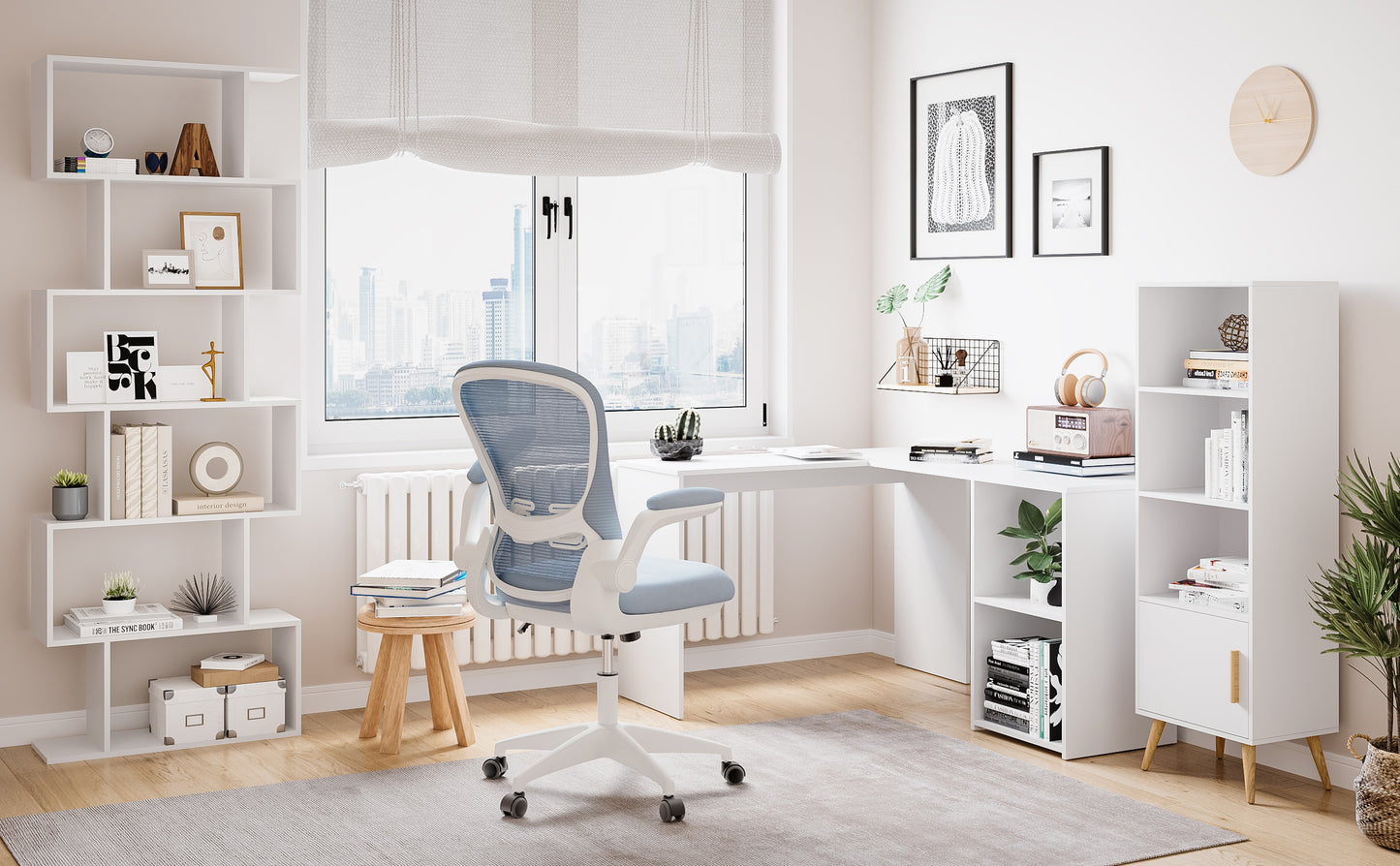 Meerveil Modernes Bücherregal, gestapelte und mehrschichtige Struktur