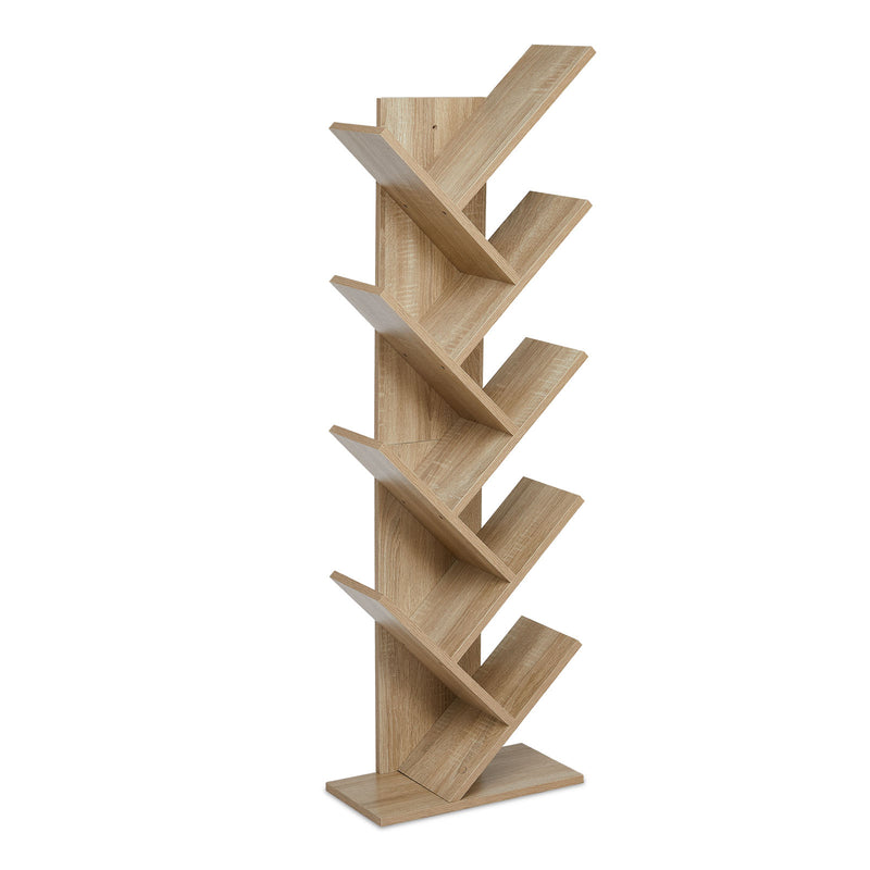 Bookcase, Standing Shelf, Tree Shaped Storage Rack 9 Tier for CDs