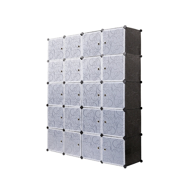 Armoire de rangement en PP pour chambre à coucher Meerveil, 12 cubes, avec panneau de porte blanc imprimé en sergé