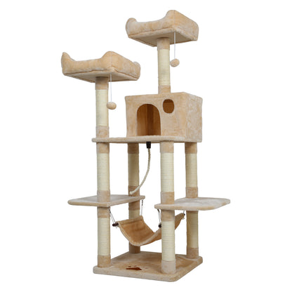 Arbre à chat Meerveil, taille moyenne, avec plateformes et hamac