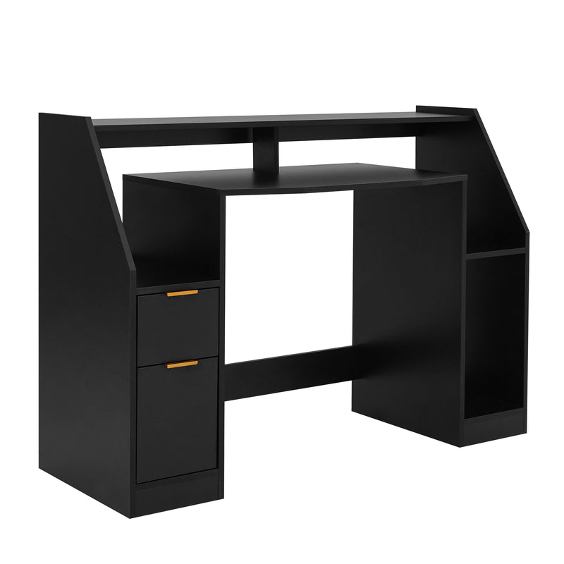 LED Computer Table, Black colour, with 2 Doors