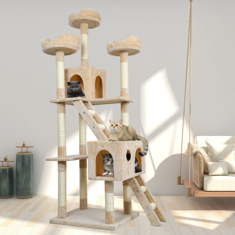 Meerveil Tiragraffi per gatti, di grandi dimensioni, con scale e piattaforme dall'aspetto