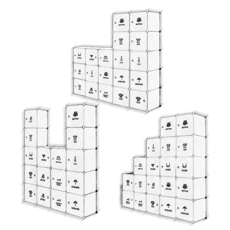 Armoire de rangement en PP pour chambre à coucher Meerveil, 20 cubes, autocollants créatifs offerts