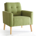 Style Armchair, Grass Green/Lemon Yellow Color, Solid Wood Legs