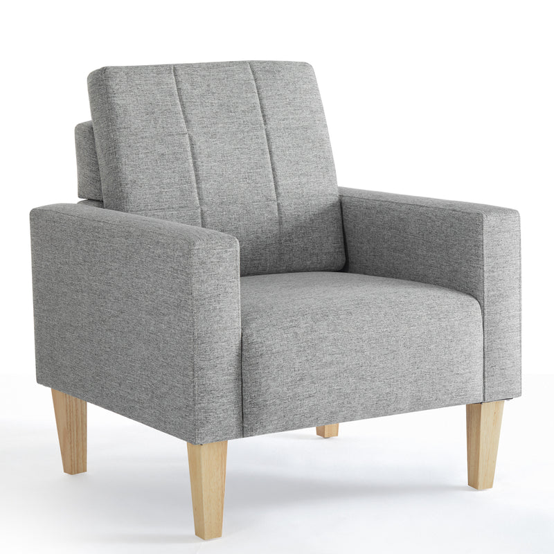 Modern Armchair, Dark Grey Color, Solid Wood Frame Inside