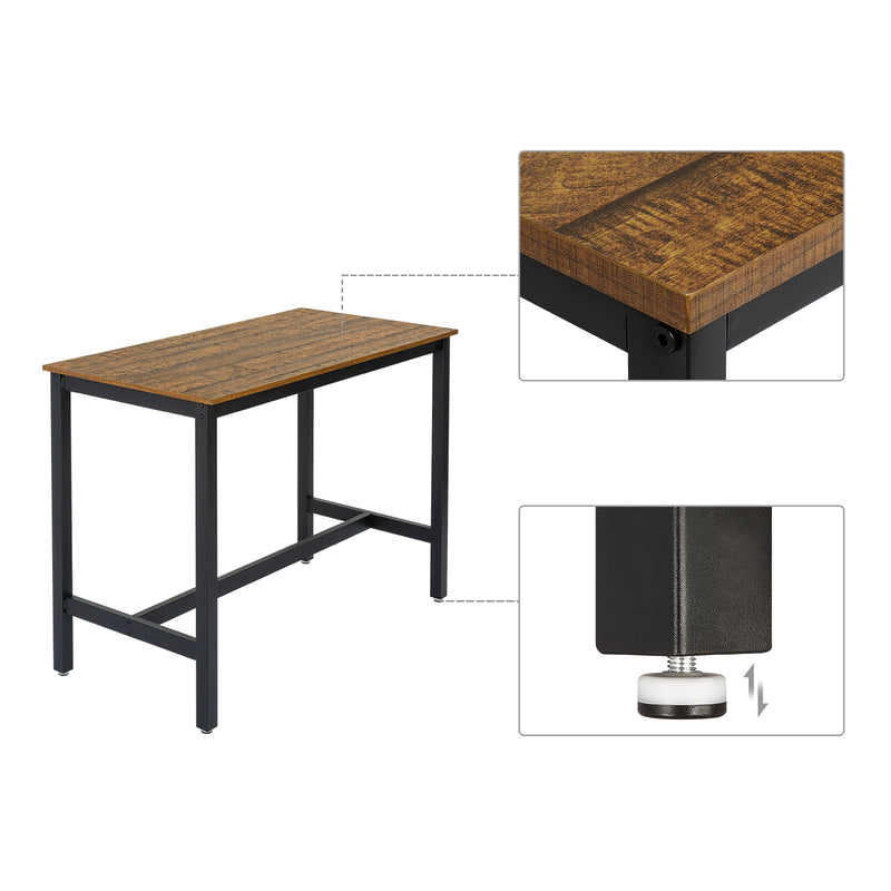 Retro Industrial Bar Table Sets, Dark Wood Grain Color