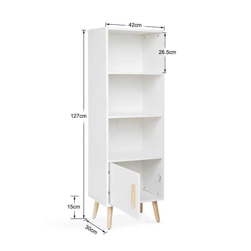 Modern Storage Cabinet, White Color, Single Raw and Multilayer
