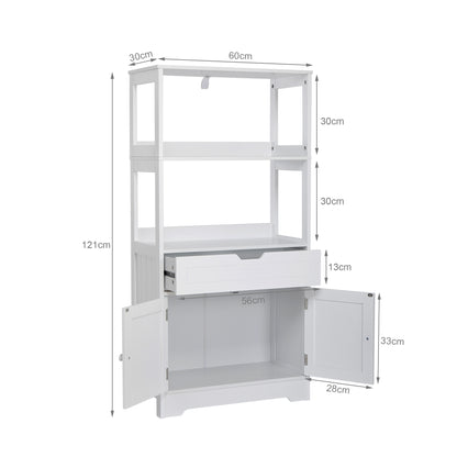 Meerveil Mueble de baño simple, color blanco, el espacio abierto superior, un solo cajón y puerta