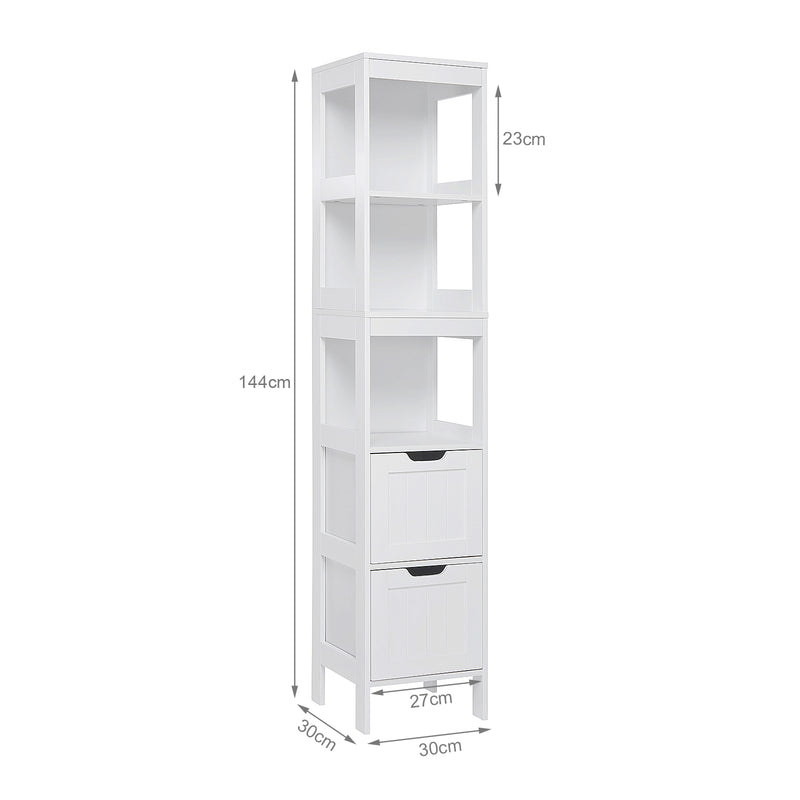 Simple Bathroom Cabinet, White Color, The Upper Open Space, 2 Drawers