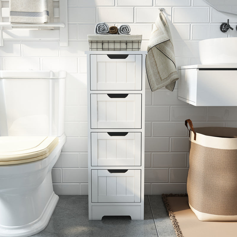 Meerveil Meuble de salle de bain simple, couleur blanche, brut simple et 4 tiroirs