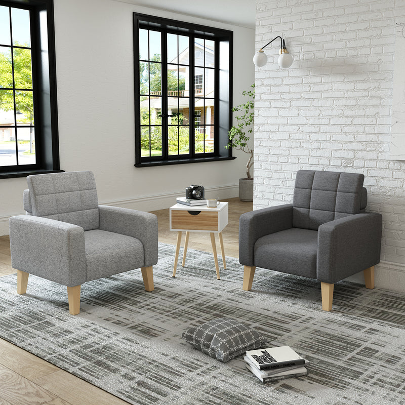 Modern Armchair, Dark Grey Color, Solid Wood Frame Inside