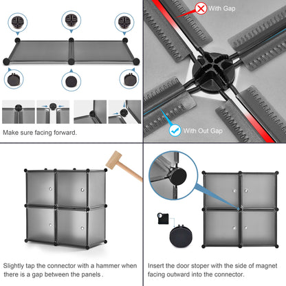 Meerveil Armadio portaoggetti in PP per camera da letto, 12 cubi/20 cubi, colore grigio chiaro e trasparente