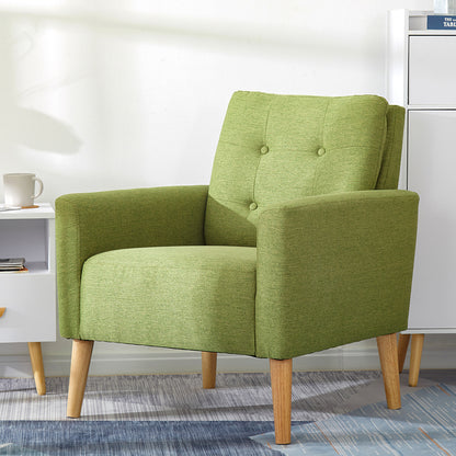 Style Armchair, Grass Green/Lemon Yellow Color, Solid Wood Legs