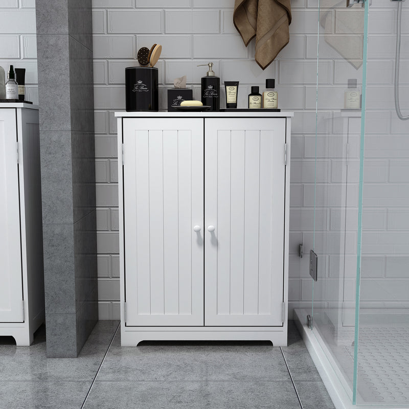 Meerveil Armoire de salle de bain haute simple, couleur blanche, 2 portes