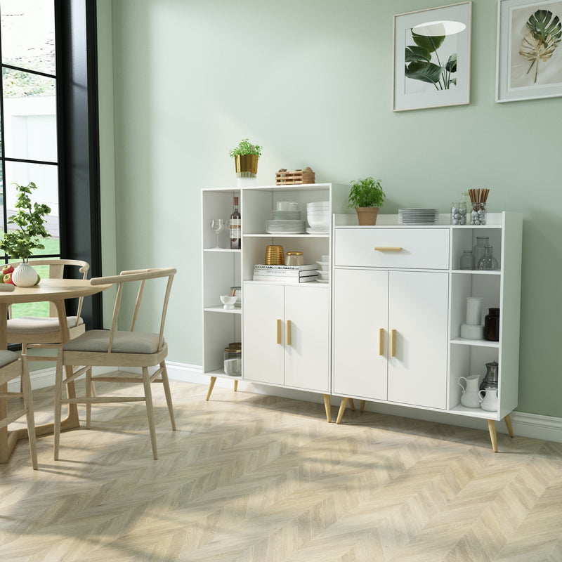 Modern Storage Cabinet, White Color, Adjustable Partitions