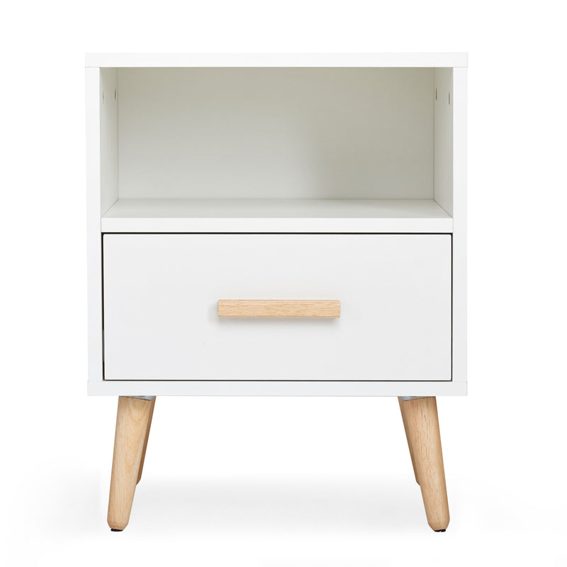 Modern Storage Cabinet, White Color, Single Storage Unit and Drawer