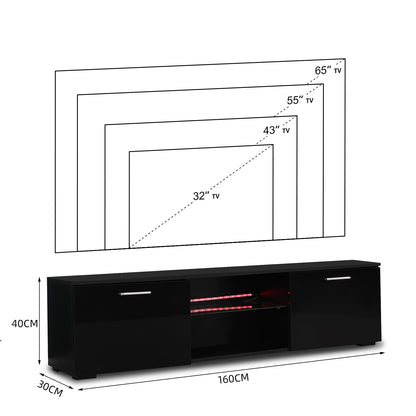 Meerveil Mueble para TV LED, color blanco y negro, gran espacio de almacenamiento