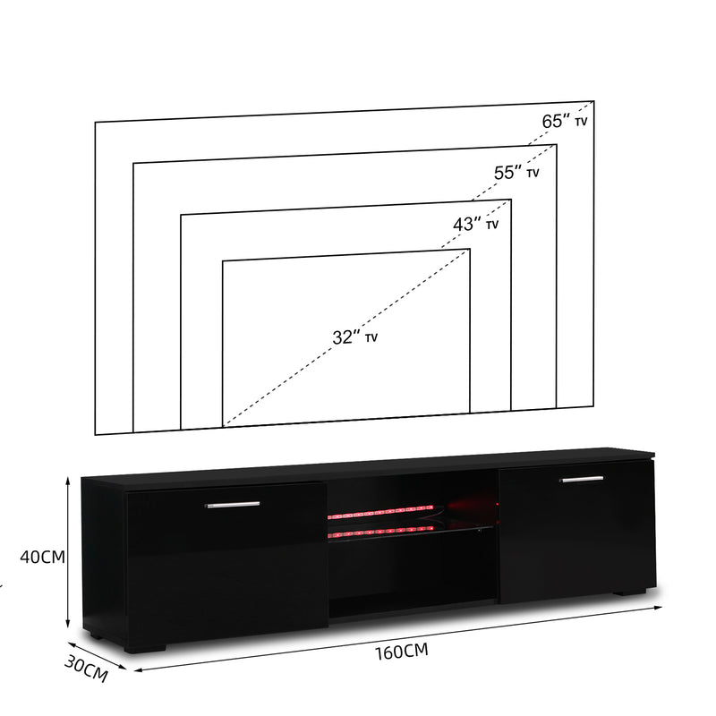 LED TV Cabinet, Black/White Color, Large Storage Space