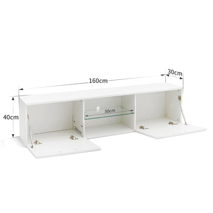 Meerveil Mueble para TV LED, color blanco y negro, gran espacio de almacenamiento