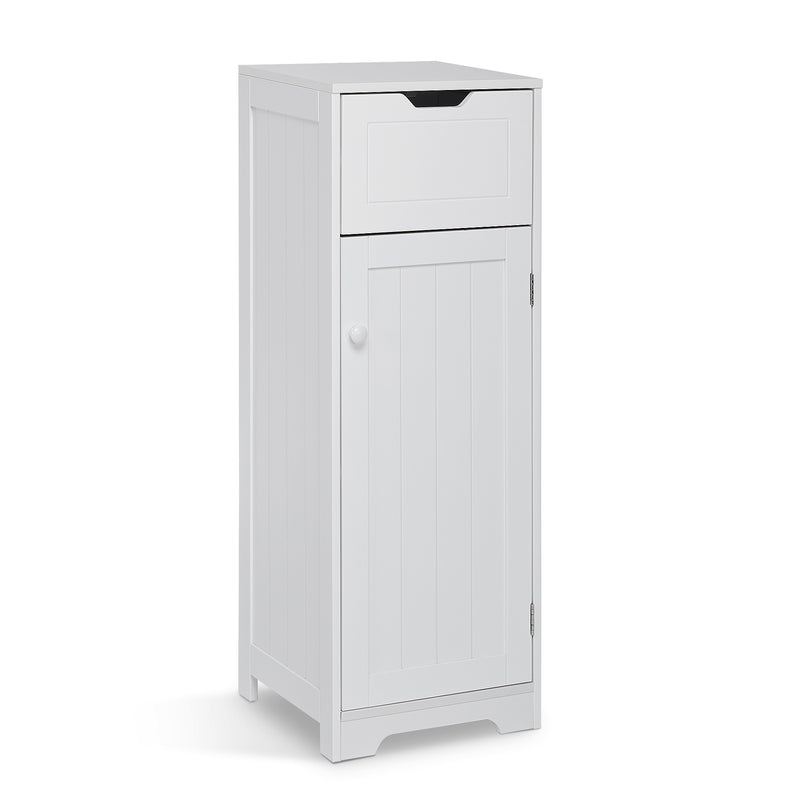 Simple Bathroom Cabinet, White Color, Single Raw, Drawer, and Door
