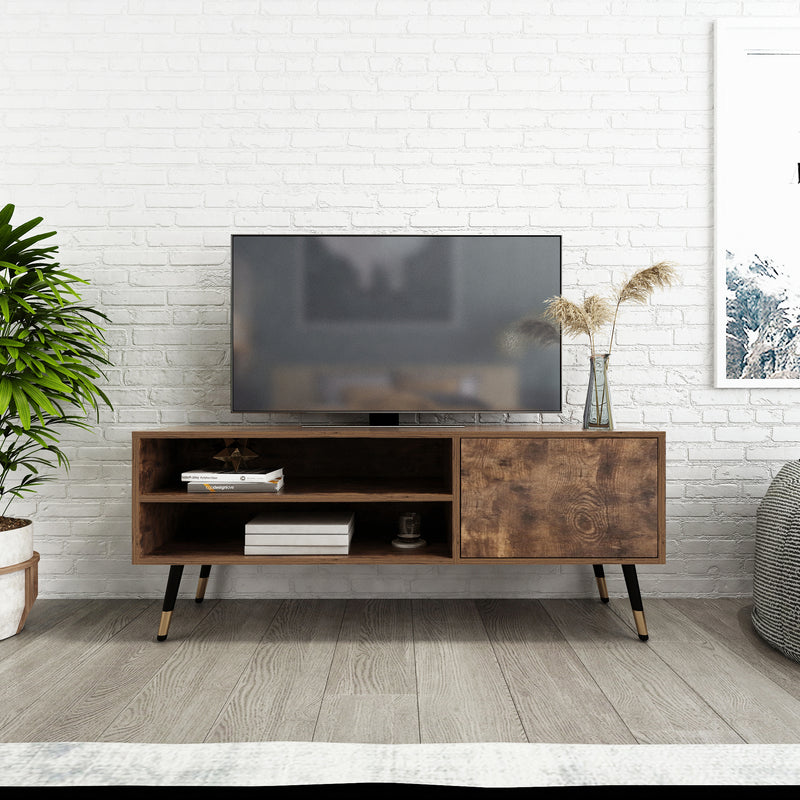 Meerveil Mobili TV retrò e industriali, colore delle venature del legno antico, porta singola