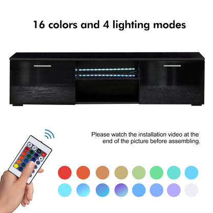 Meerveil Mueble para TV LED, color blanco y negro, gran espacio de almacenamiento