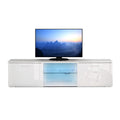 Meerveil Mueble para TV LED, color blanco y negro, gran espacio de almacenamiento