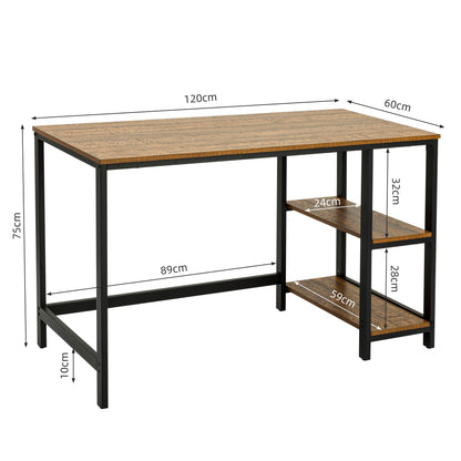 Meerveil Retro Industrieller Computertisch für Home Office, mit offenen Lagerplätzen