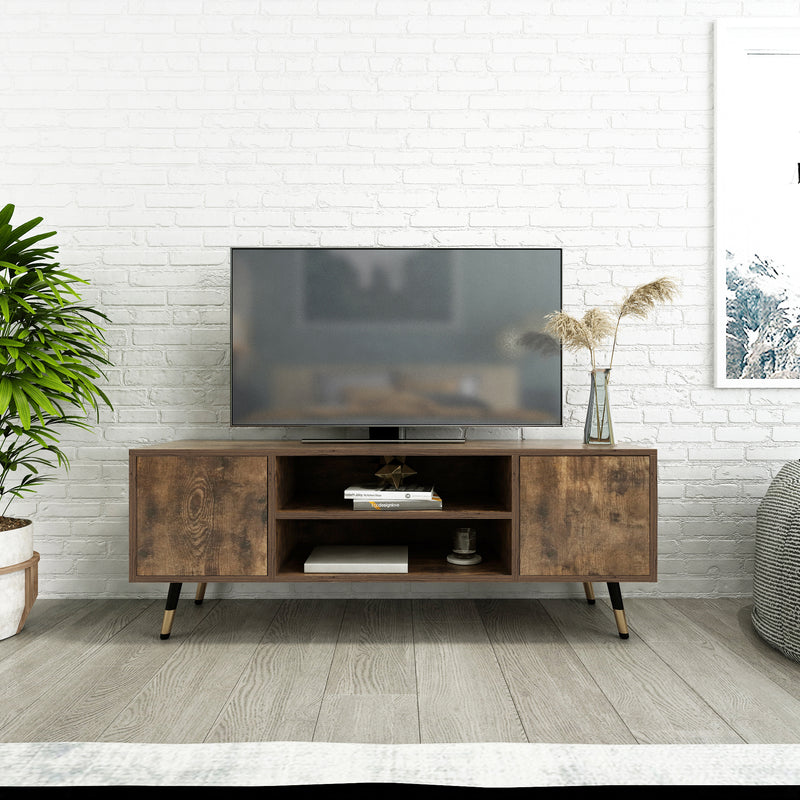 Retro and Industrial TV Cabinets, Antique Wood Grain Color, Double Doors