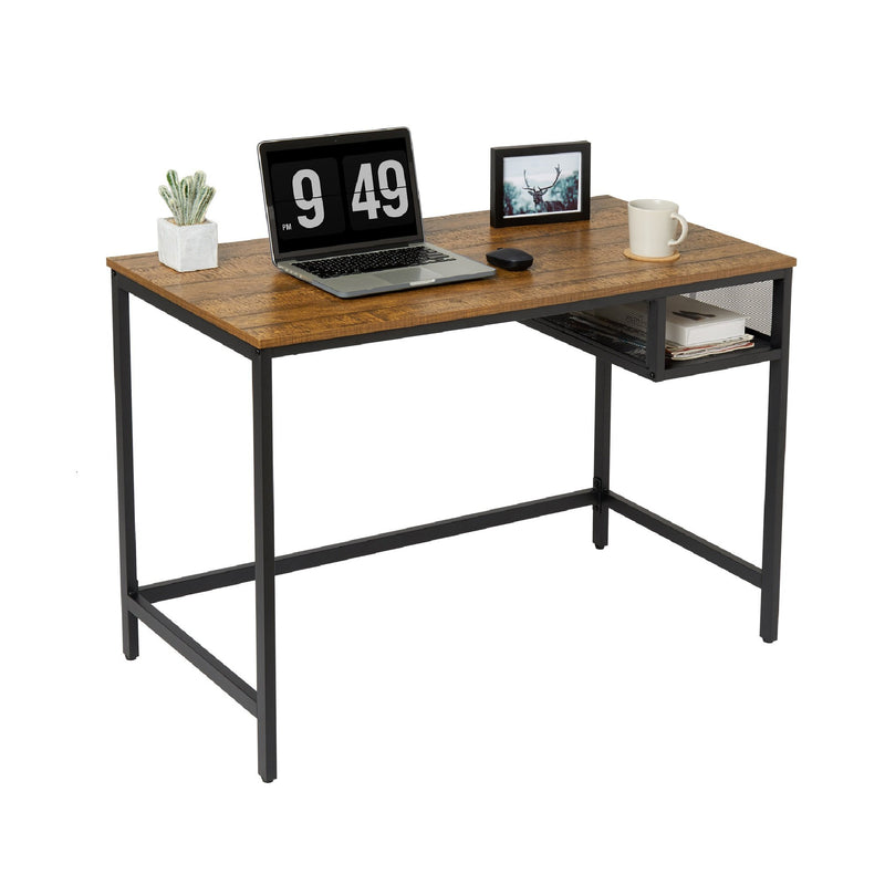 Retro Industrial Computer Table, Basic Type, with Storage Grid
