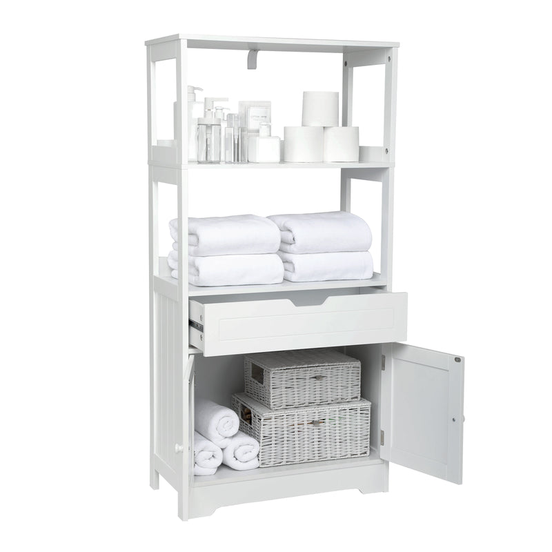Meerveil Mueble de baño simple, color blanco, el espacio abierto superior, un solo cajón y puerta