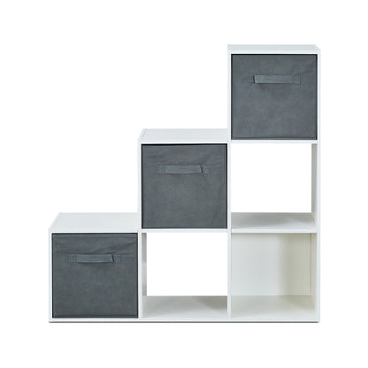 6 Cubes Bookcase, White Color, Trapezoid Storage Unit