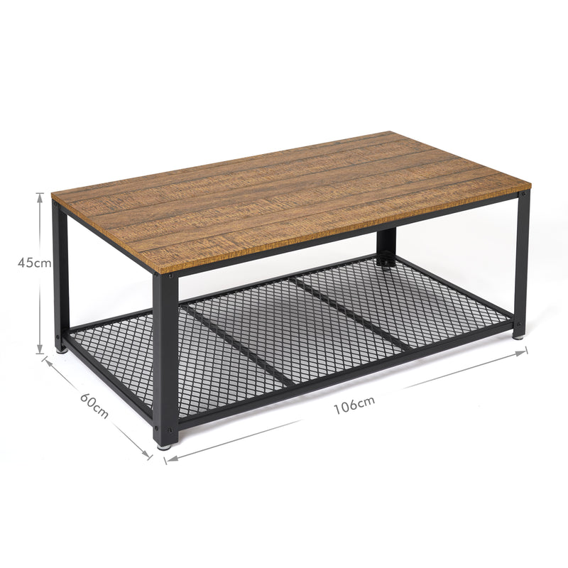 Meerveil Table basse industrielle rétro, couleur de grain de bois gris antique / gris chaud