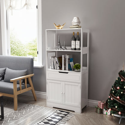 Meerveil Mueble de baño simple, color blanco, el espacio abierto superior, un solo cajón y puerta