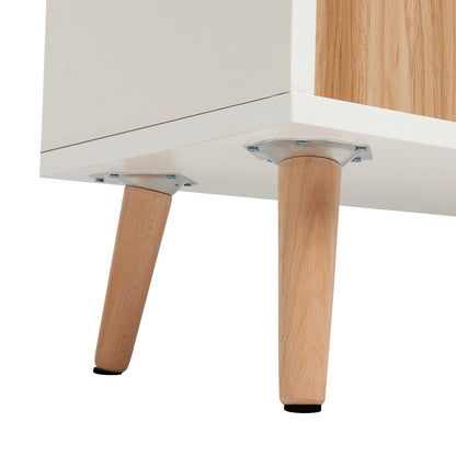 Meerveil Meuble de Rangement Moderne, Couleur Blanc et Chêne Assortis, 3 Portes et 1 Tiroir