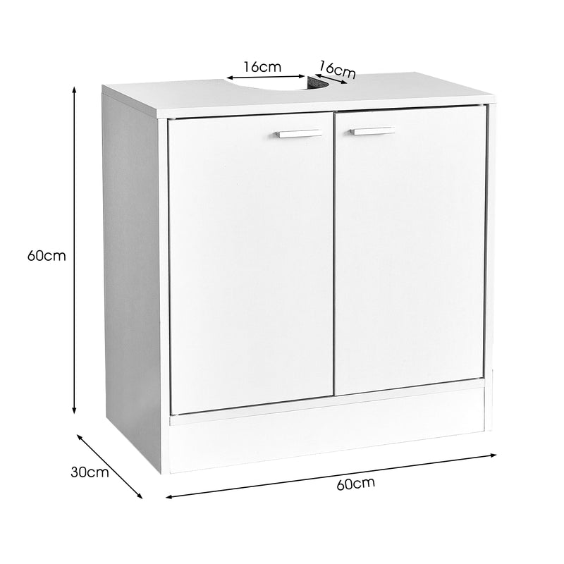 Bathroom Under Sink Cabinet, White Color, Storage Unit with 2 Doors