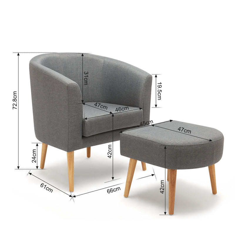 Modern Armchair Set with Dual Purpose, Equipped with Footstool