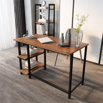 Meerveil Retro Industrieller Computertisch für Home Office, mit offenen Lagerplätzen