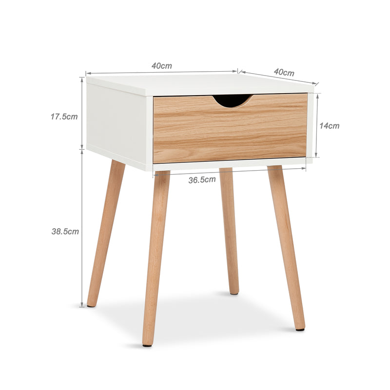 Modern Storage Cabinet, White and Oak Color Matching, Single Drawer