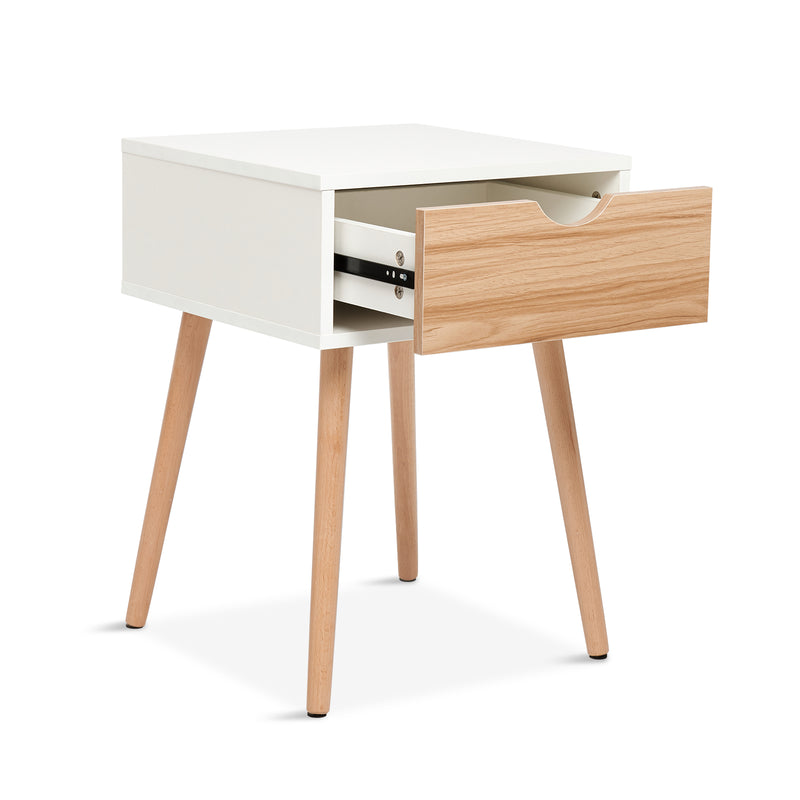 Modern Storage Cabinet, White and Oak Color Matching, Single Drawer