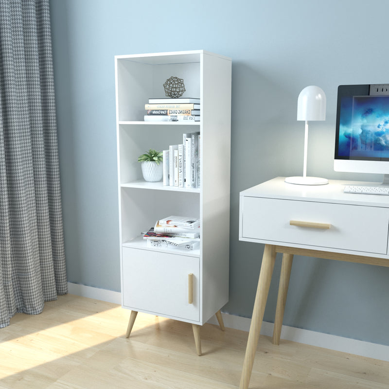 Modern Storage Cabinet, White Color, Single Raw and Multilayer