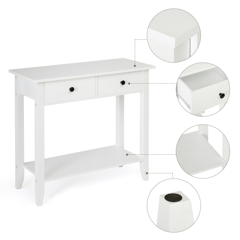 Minimalist Style Console Table,White Wooden Color, with 2/ 3 Drawers