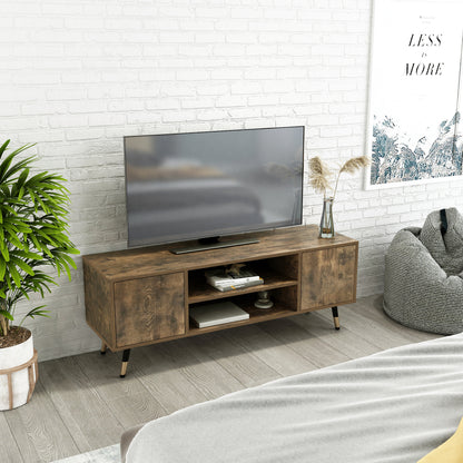 Meerveil Retro- und Industrie-TV-Schränke, antike Holzmaserung, Doppeltüren