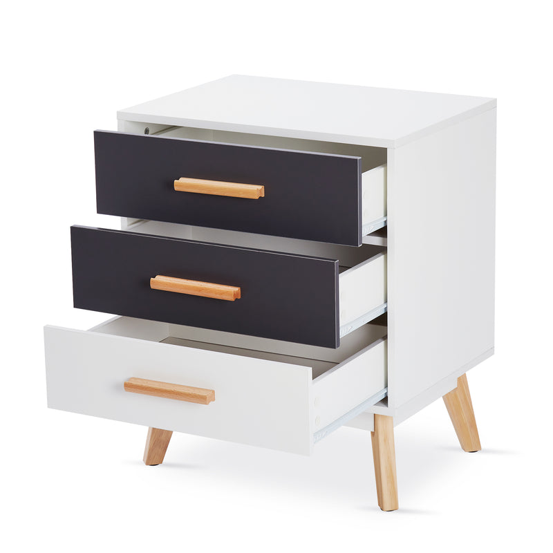 Storage Cabinet, White and Grey, with 3 Drawers