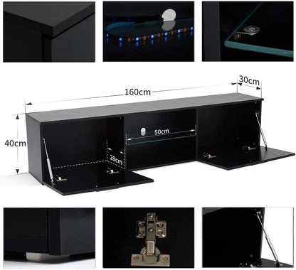Meerveil Mueble para TV LED, color blanco y negro, gran espacio de almacenamiento