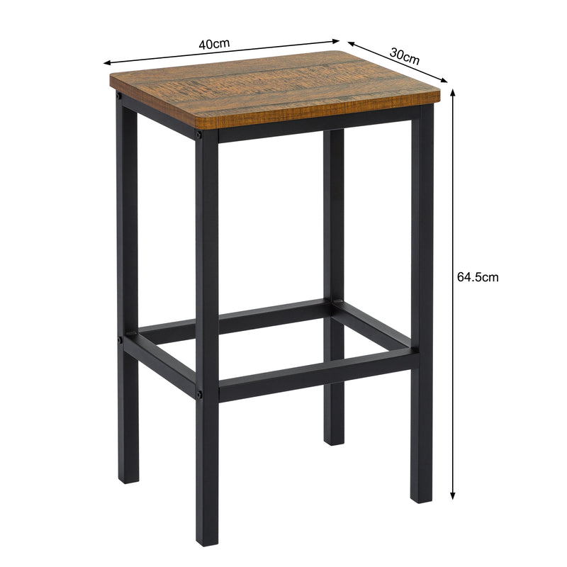 Retro Industrial Bar Table Sets, Dark Wood Grain Color