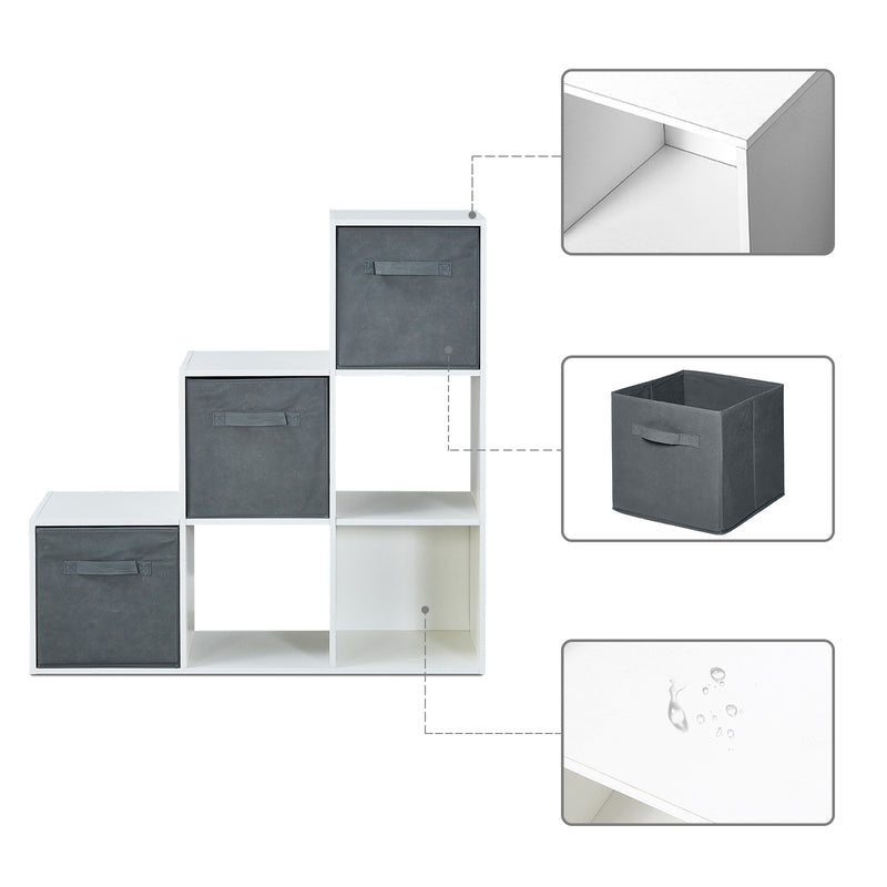 Meerveil 6 Cubes Bücherregal, Weiße Farbe, Trapezförmige Aufbewahrungseinheit